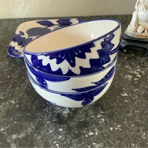 Le Souk Ceramique Tunisia Blue & White Hand Painted Bowl 6” HTF Rare Floral 3